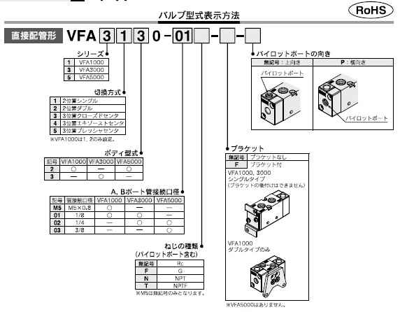 VFA1000,3000,5000／直接配管形シリーズ 型式表示方法2