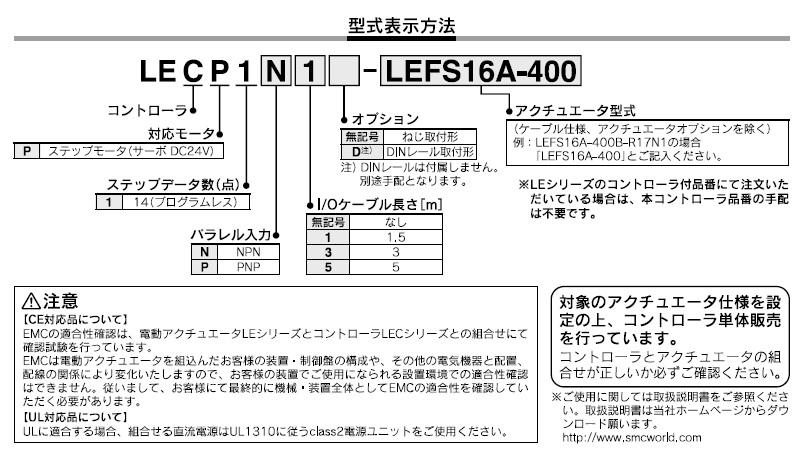 LECP1シリーズ 型式表示方法2