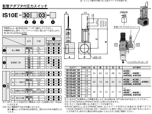 【SMC】空圧機器のエア機器通販.com | IS10E - IS10 - 圧力スイッチ - 圧力制御機器(SMC)