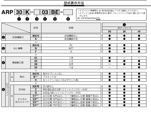 ARP20K～40Kシリーズ 型式表示方法2
