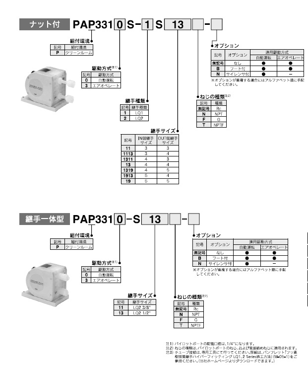 PAP3000シリーズ 型式表示方法3